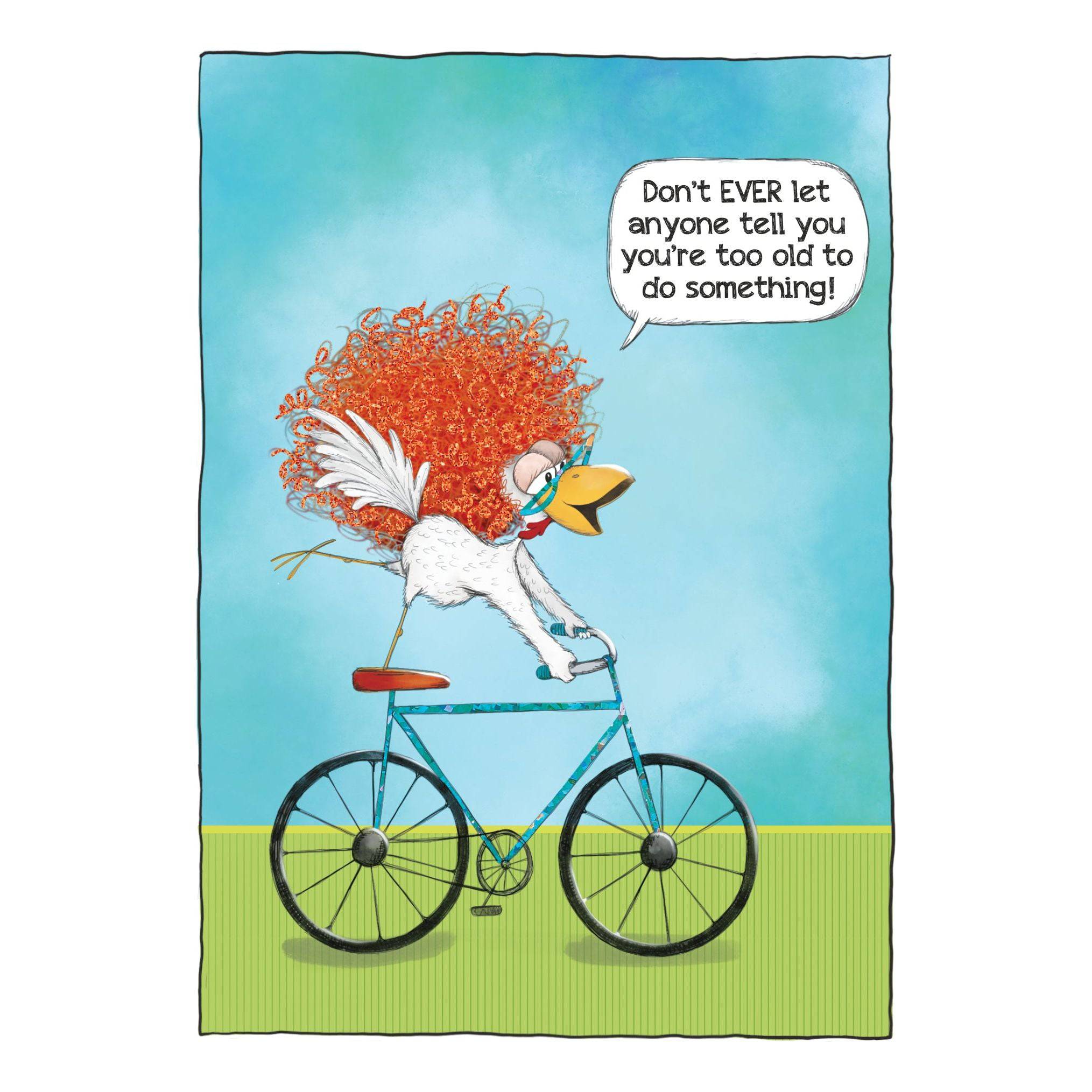 Pictura Never to Old birthday card featuring colorful, cheerful design for celebrating milestone birthdays.